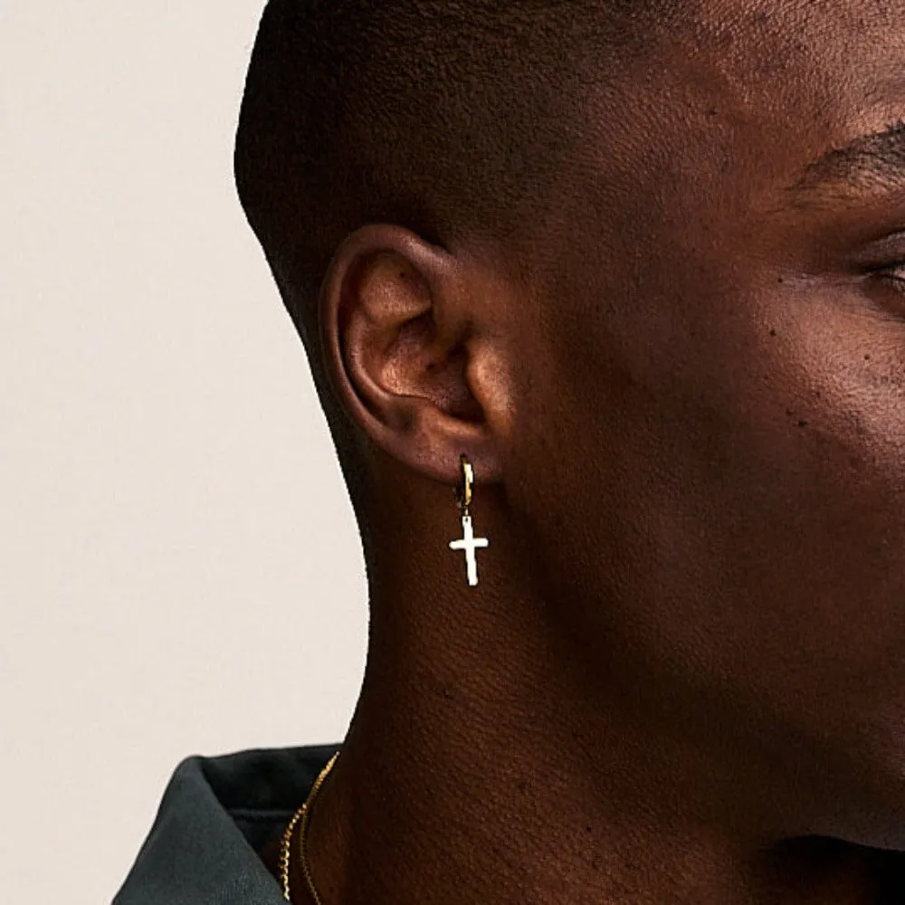 Orelia Cross Charm huggie hoops øreringe forgyldt guld