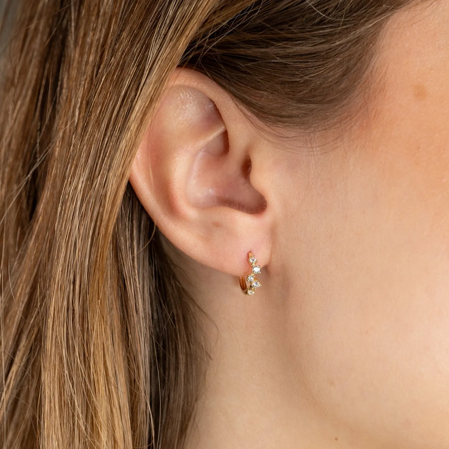Sisi Copenhagen Maisie Crystal creoler massivt guld zirkon