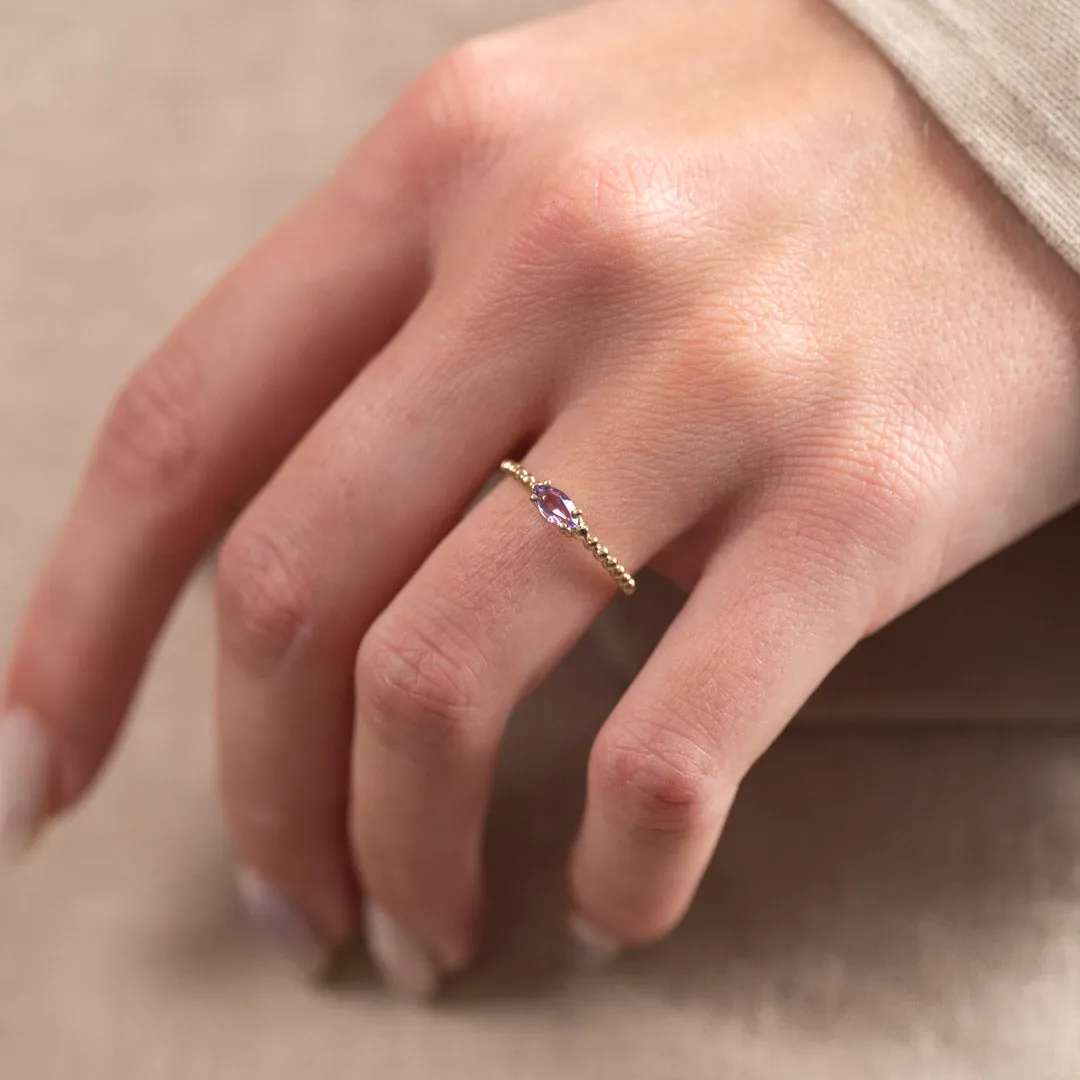 Sisi Copenhagen Ingeborg ring 9 kt guld ametyst marquise