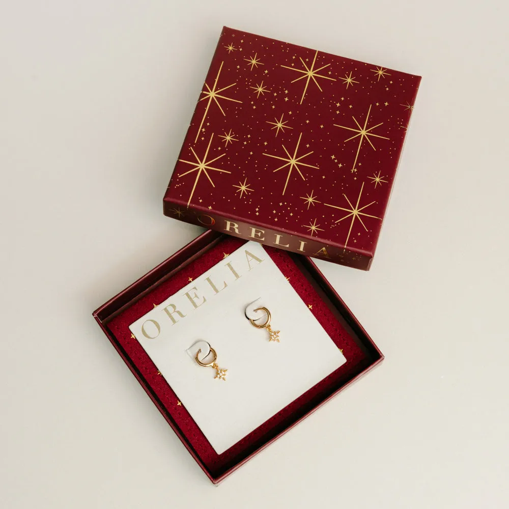 Orelia Pavé Starburst micro hoop øreringe forgyldt guld