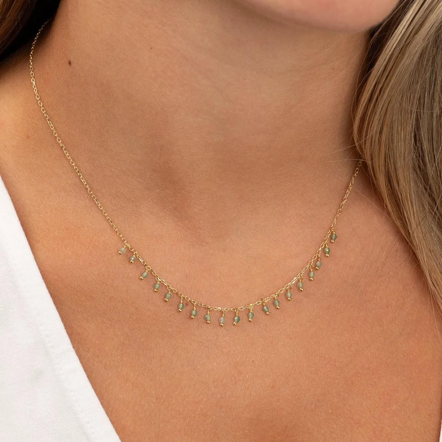 Sisi Copenhagen Sienna Green Aventurine halskæde forgyldt grøn