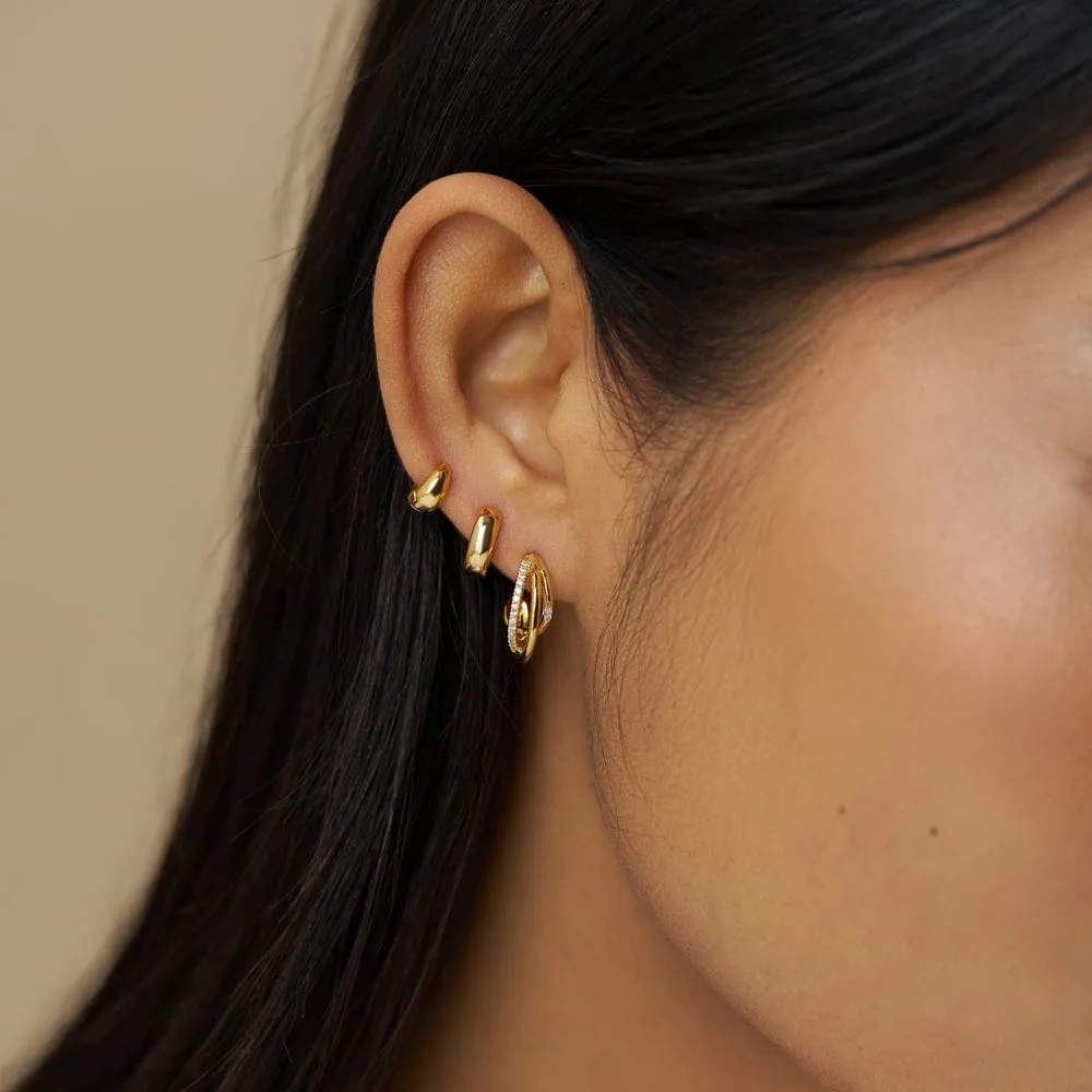 Orelia Mixed Pavé Triple Illusion Hoop øreringe guld