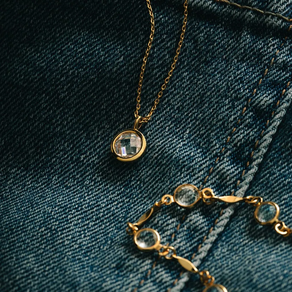 Orelia Faceted Crystal Charm halskæde guld