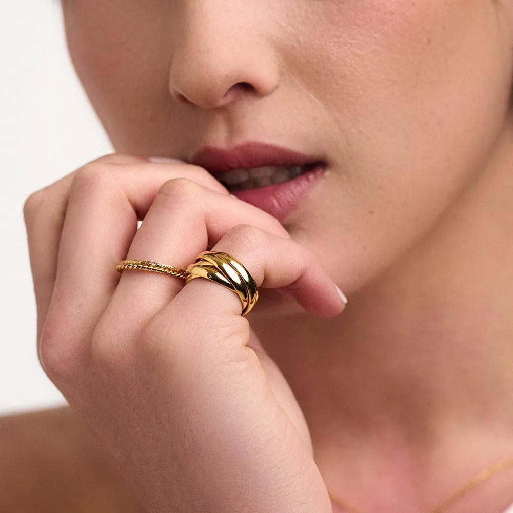 Orelia Interlocking ring guld S/M snoet