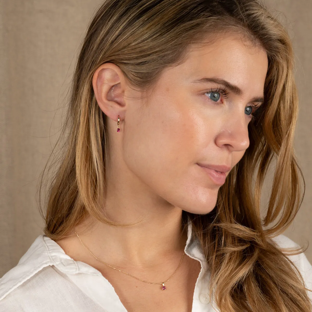 Sisi Copenhagen Paula Pink Topaz øreringe massivt guld 1 par