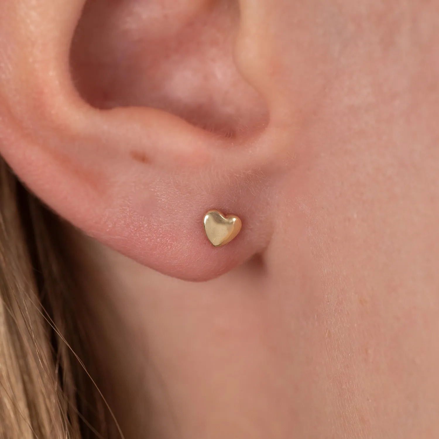 Sisi Copenhagen Heart ørestikker massiv 9kt guld par