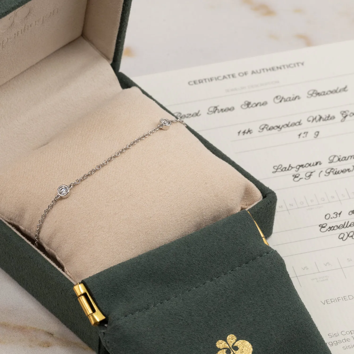 Sisi Copenhagen Three Stone 0,3 ct armbånd hvidguld lab-diamant