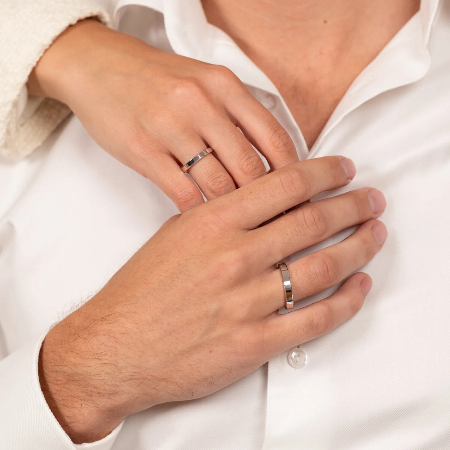 Sisi Beveled Flat Comfort vielsesring hvidguld 3 mm