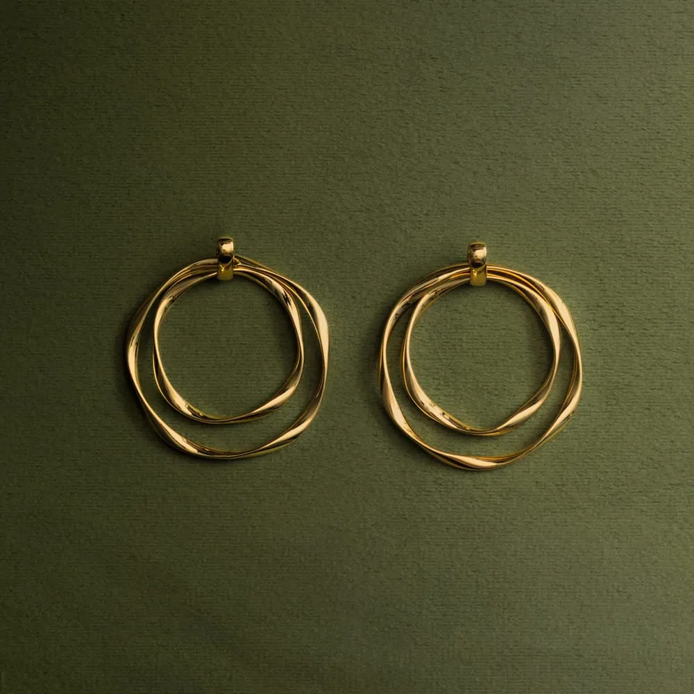Orelia Oversized Ribbon Double Hoop øreringe forgyldt