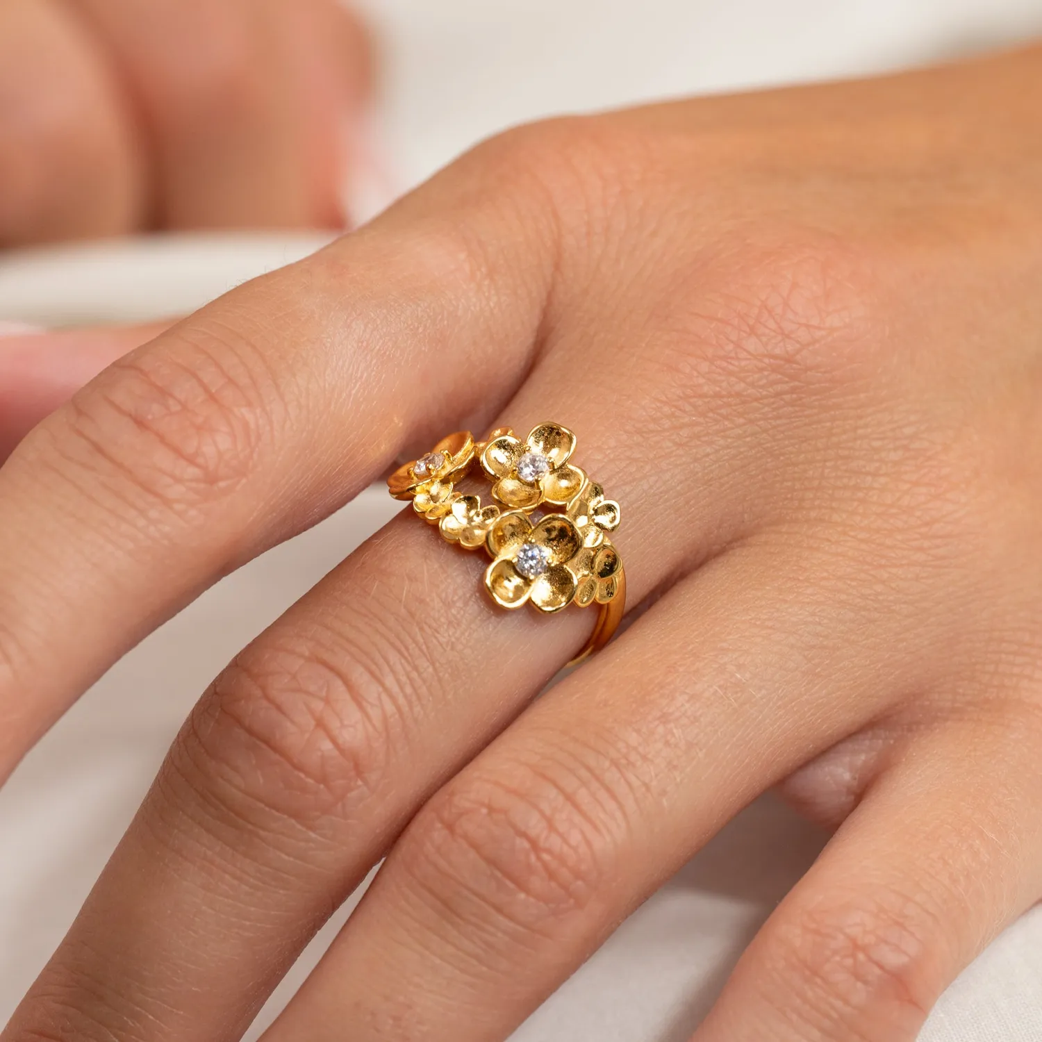 Sisi Copenhagen Flora Crystal Cluster ring forgyldt zirkonia