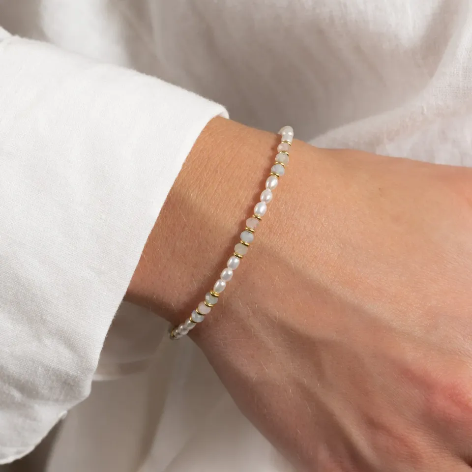 Sisi Copenhagen Dora Morganite Pearl armbånd forgyldt