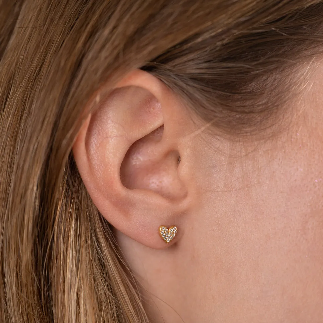 Sisi Copenhagen Esme crystal stud øreringe hjerter forgyldt par