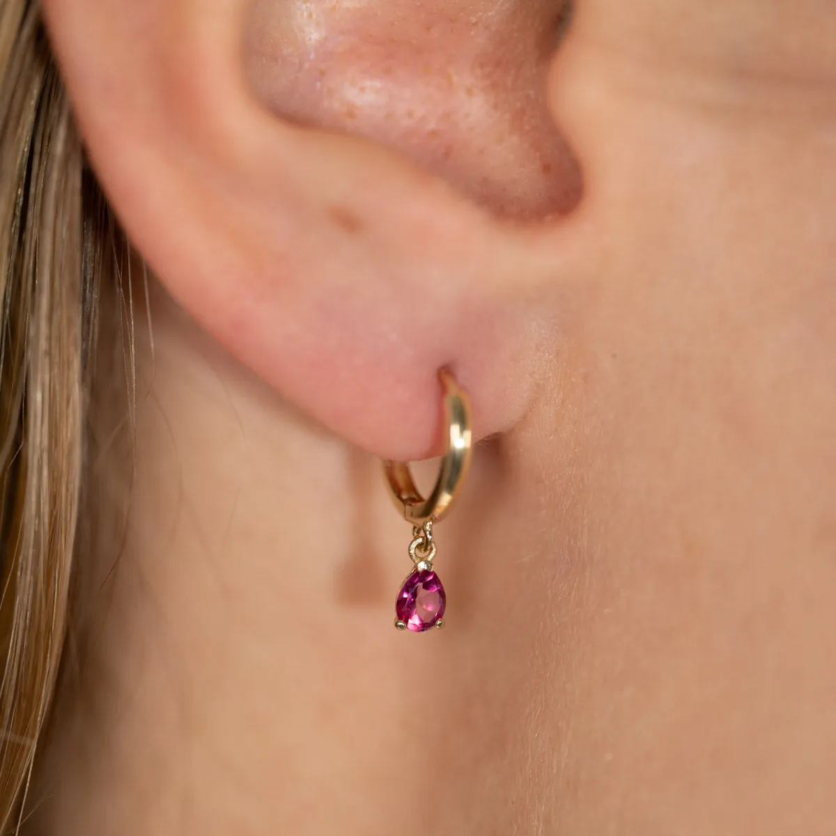 Sisi Copenhagen Paula Pink Topaz øreringe massivt guld 1 par