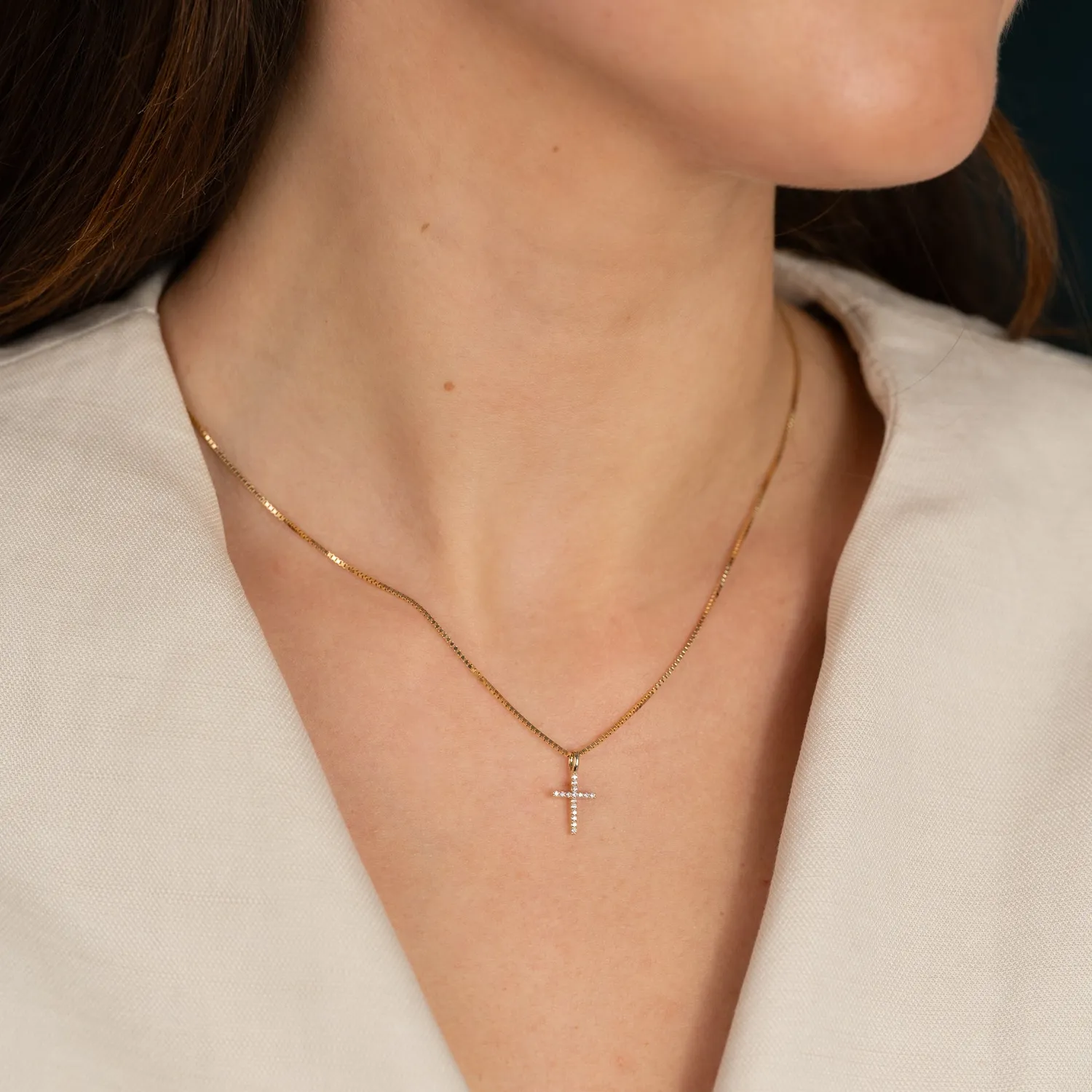 Sisi Copenhagen Cross 0,08 ct vedhæng guld 14 kt lab-diamant