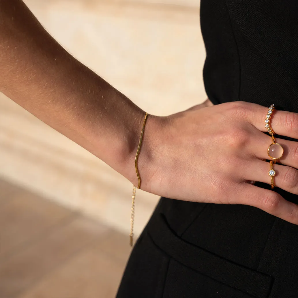 Bykjaergaard Glory ring forgyldt rosa kalcedon