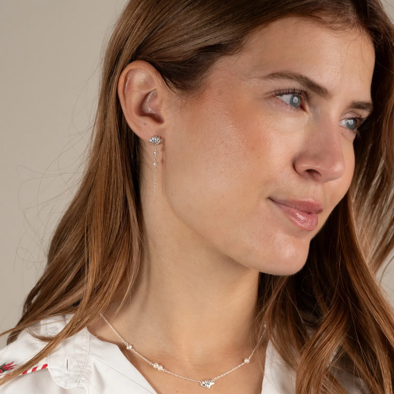 Sisi Copenhagen Shelly Pearl Drop øreringe sterlingsølv