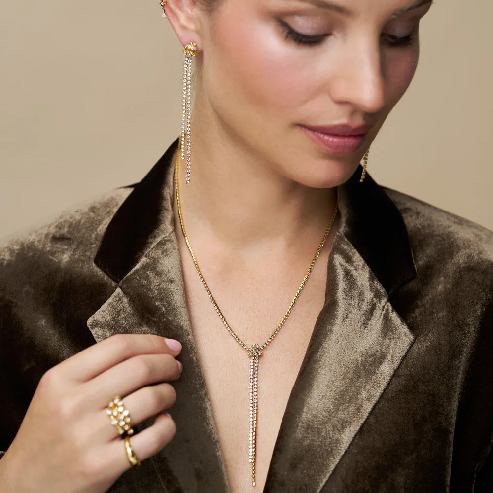 Orelia Crystal Knot Tassel halskæde guld med krystal