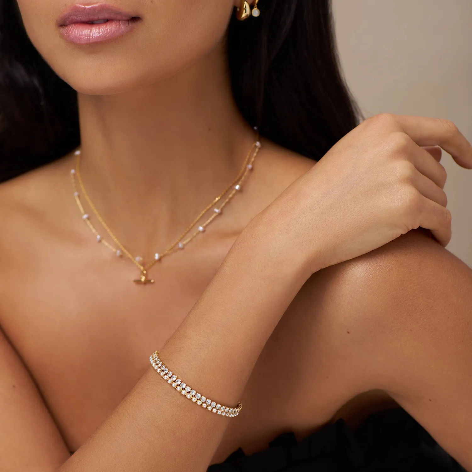 Orelia Crystal Tennis armbånd forgyldt med krystal