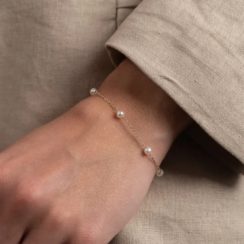 Sisi Copenhagen Erica armbånd massivt guld perler 16-20 cm