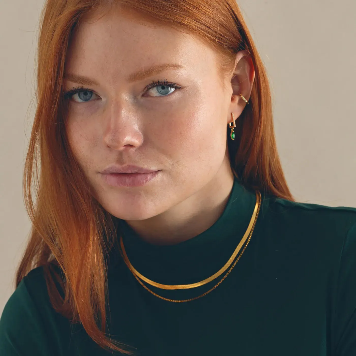 TIMI OF SWEDEN Amanda øreringe forgyldt grøn krystal