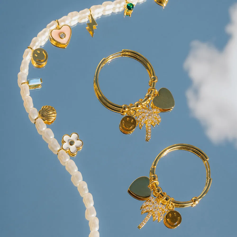 Orelia Eclectic Mixed Charm hoop øreringe guld