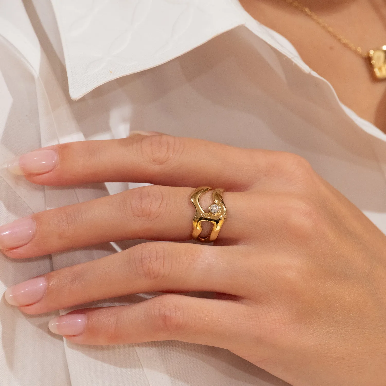 Sisi Copenhagen Astra Crystal ring forgyldt med zirkon