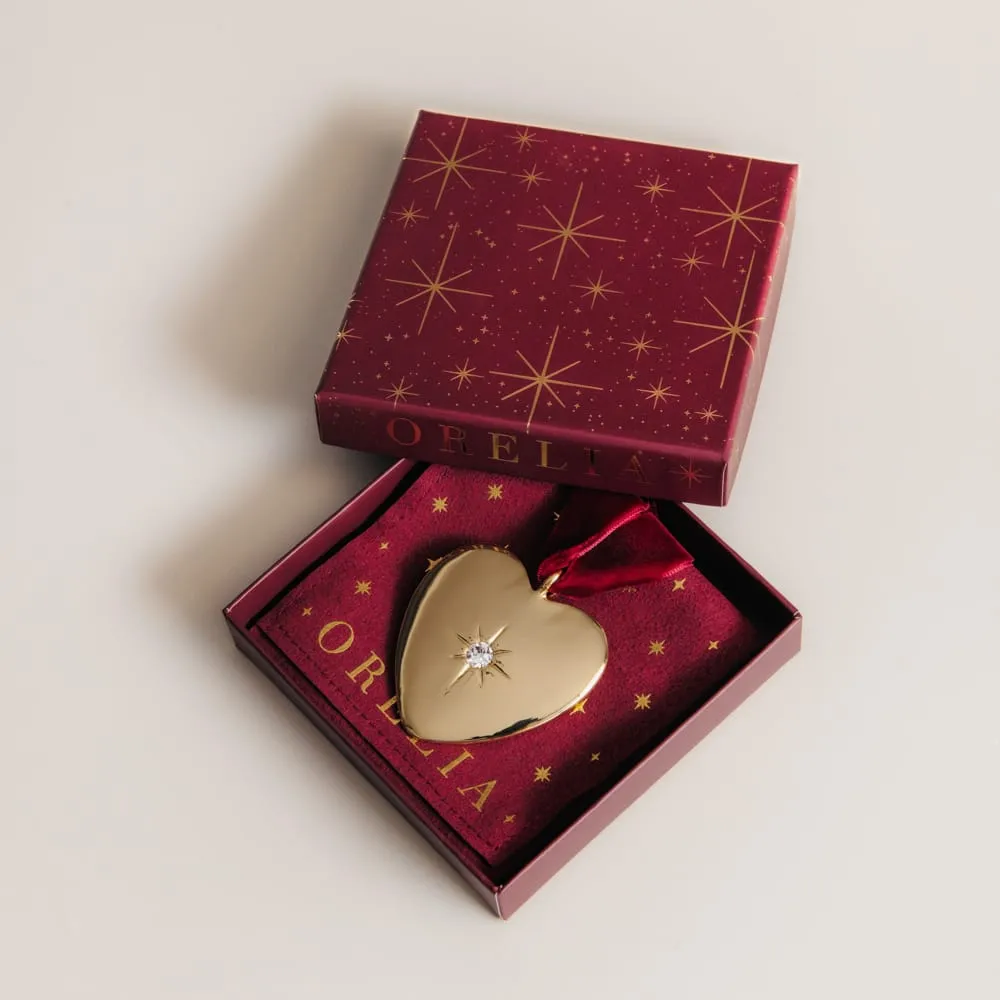 Orelia Crystal Heart Julepynt bordeaux fløjl