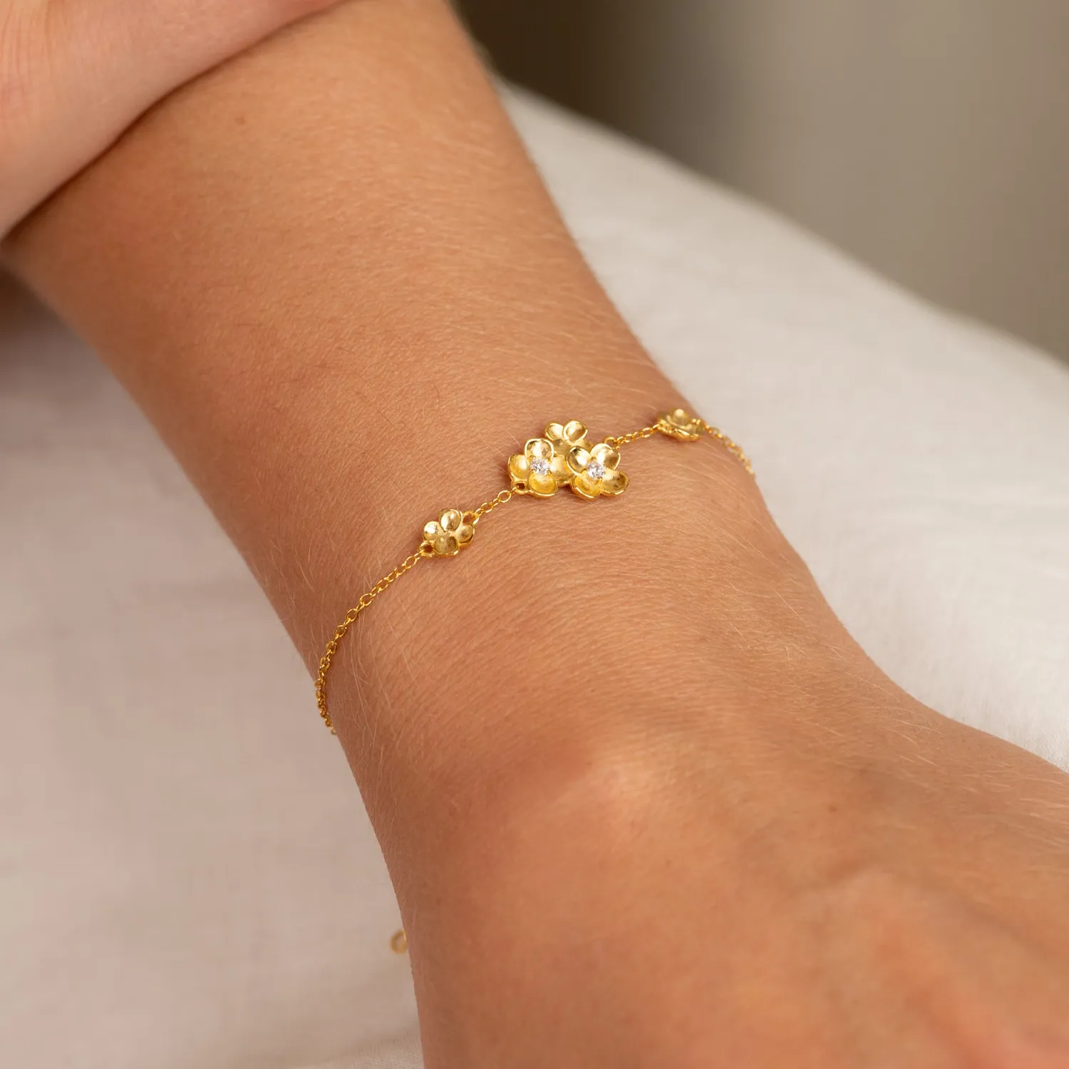 Sisi Copenhagen Flora Crystal armbånd forgyldt blomster