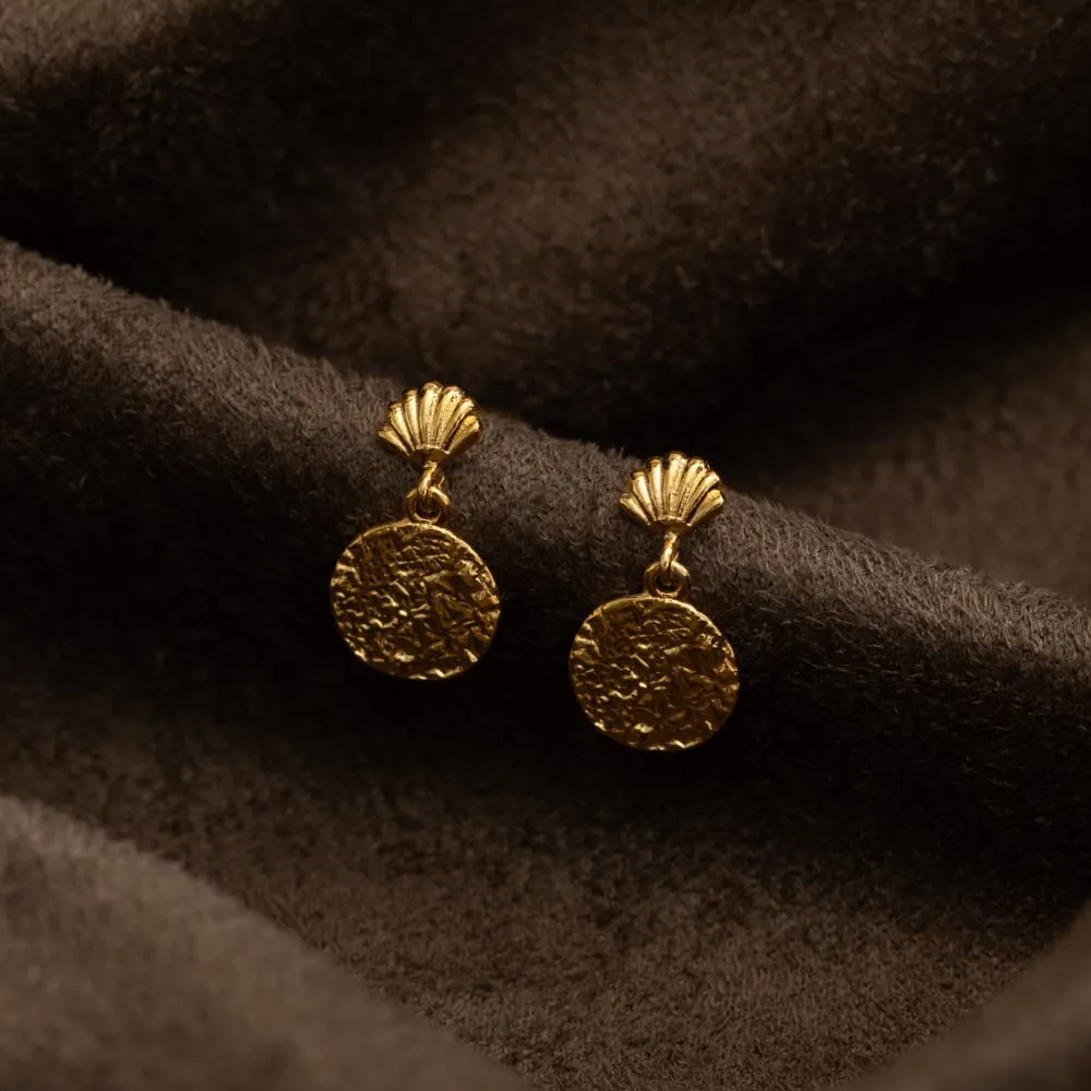 Orelia Mini Shell & Molten Coin Drop øreringe forgyldt