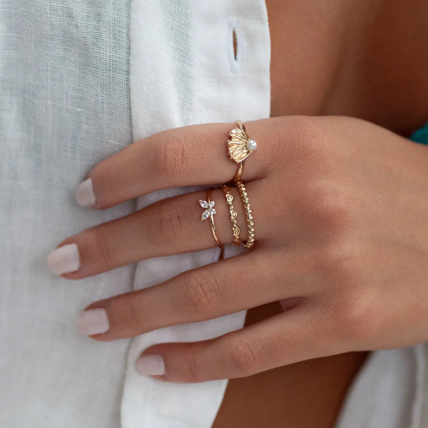 TIMI OF SWEDEN Aria ring forgyldt guld med perle
