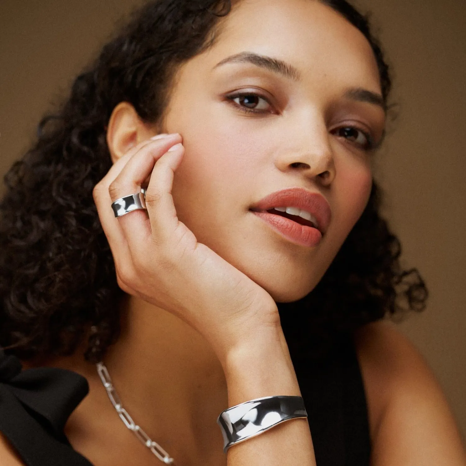 Orelia LUXE Statement Molten Ring sølv rustfrit stål