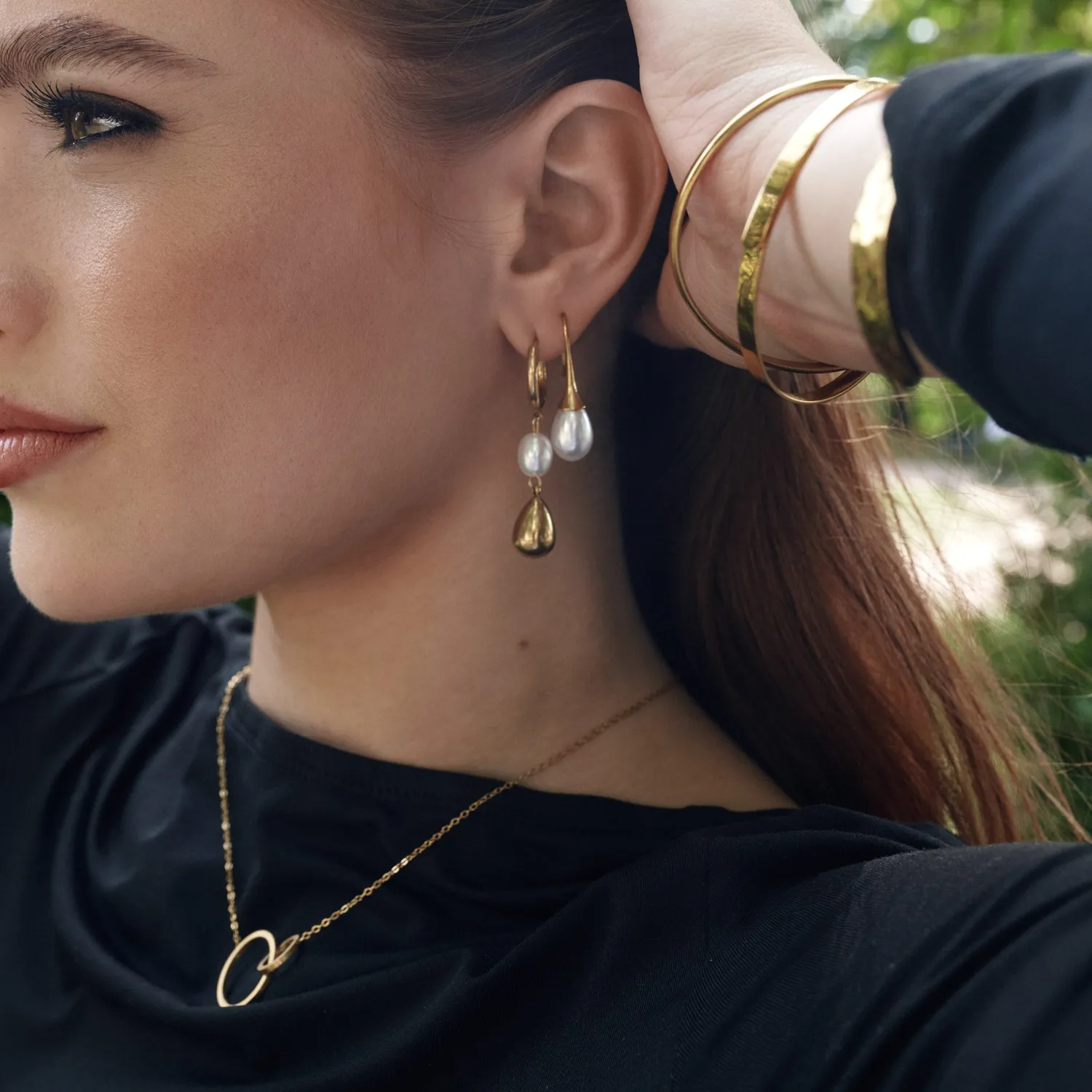 TIMI OF SWEDEN Janni perleøreringe guld 33 mm