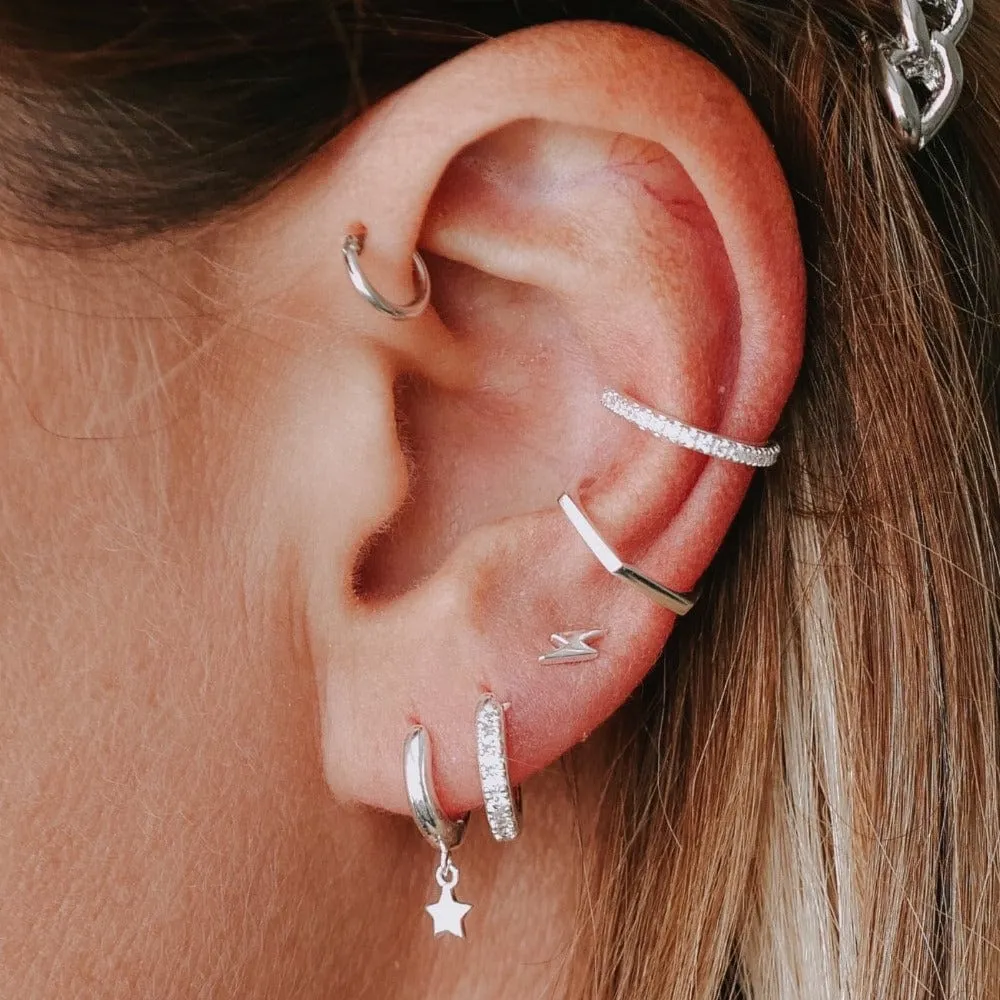 Orelia Lightning Star ear stacking øreringe sølv 3 stk
