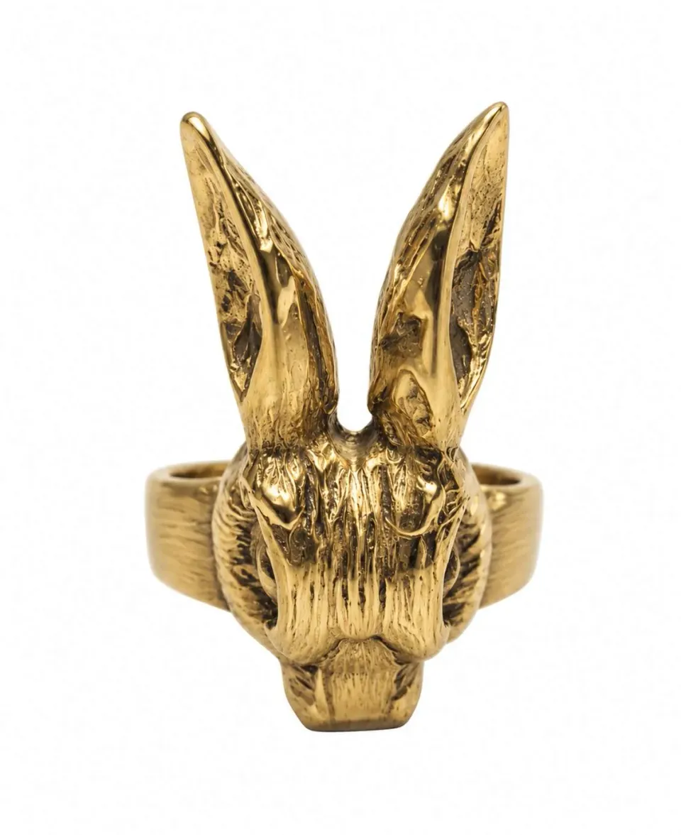 Wos Rabbit ring messing guld justerbar