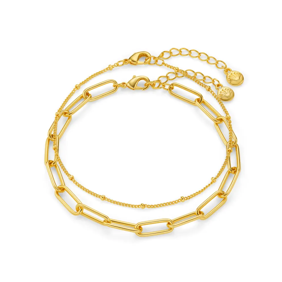 Orelia Chain Link Satellite armbånd duo guld