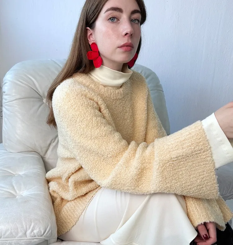 Wos Maddie øreringe rød hamret statement 6,5 cm