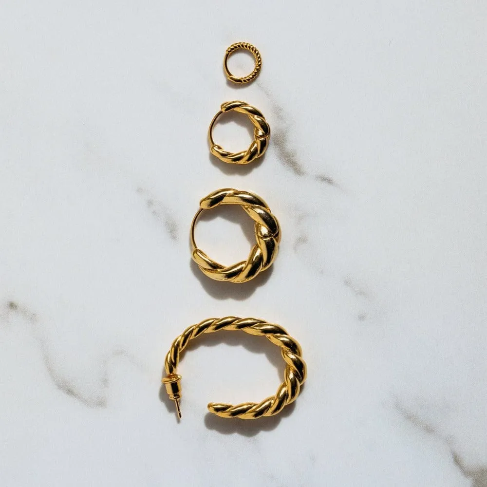 Orelia Rope Mini Micro Hoop øreringe guld