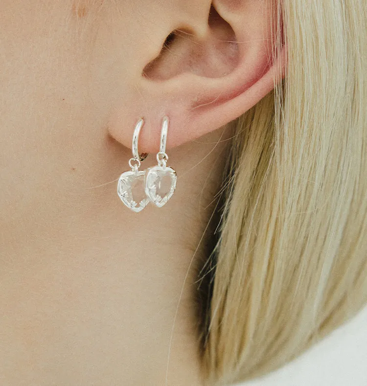 Wos Veja Crystal single ørering sølv glashjerte