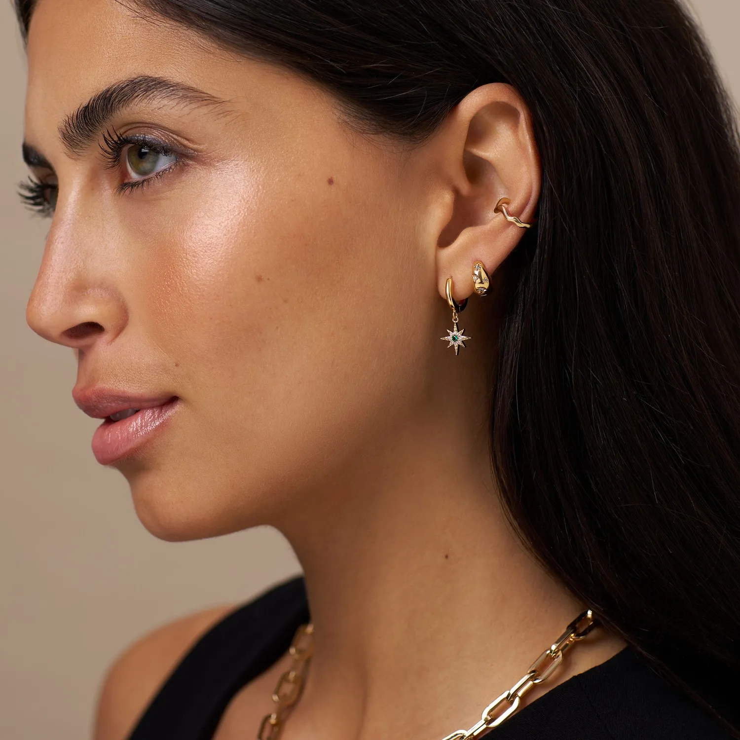 Orelia Organic Wave ear cuff forgyldt guld