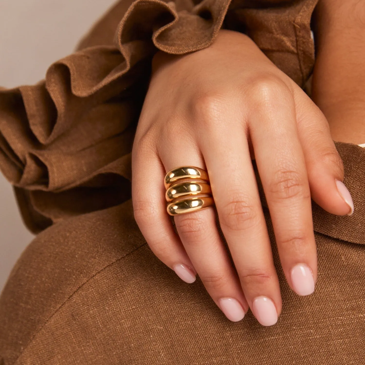 Orelia Polished Triple Domed ring guld blank