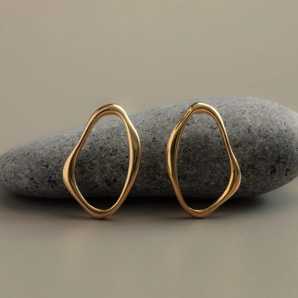 Orelia Open Organic Oval øreringe guld statement