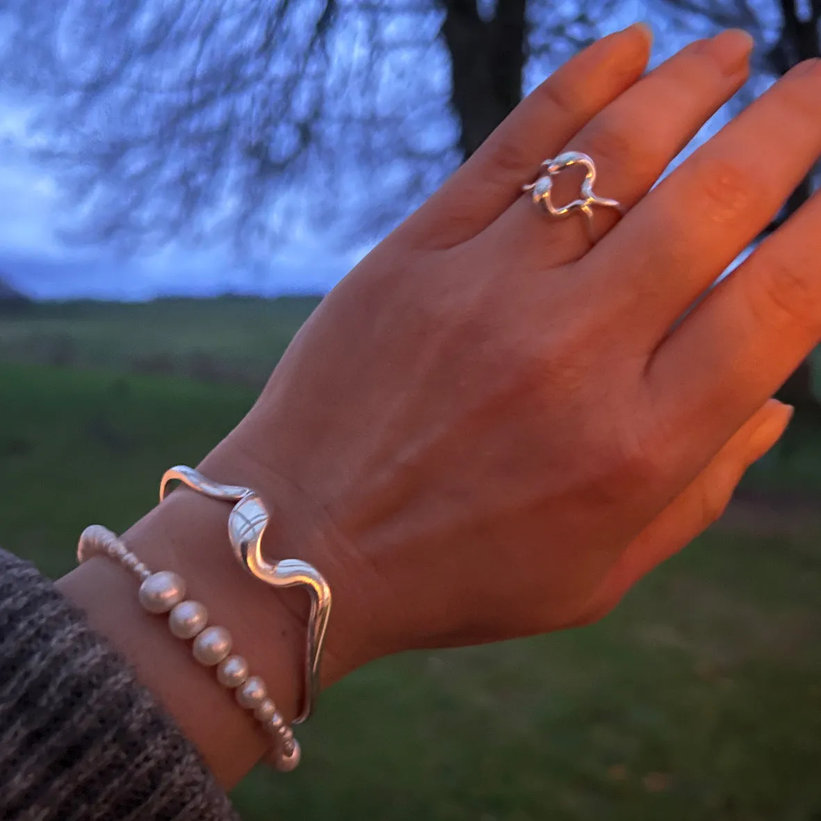 Bykjaergaard Wave armbånd sølv onesize massivt
