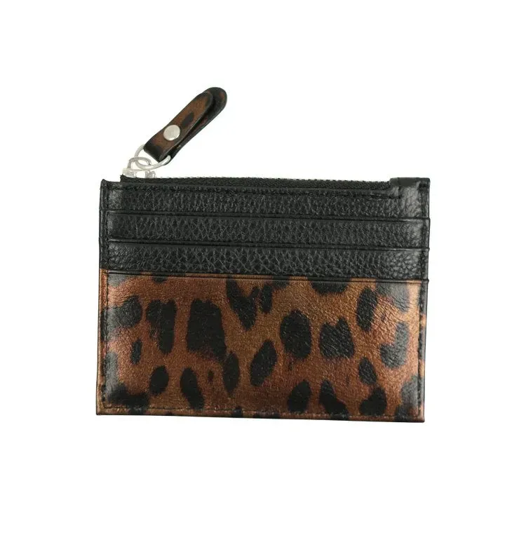 Wos Laney kortholder i læder sort leopard 11 cm