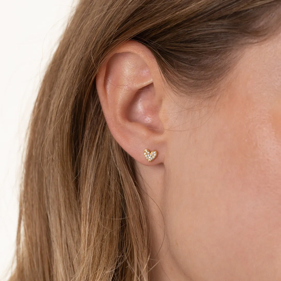 Sisi Copenhagen Esme crystal stud øreringe hjerter forgyldt par