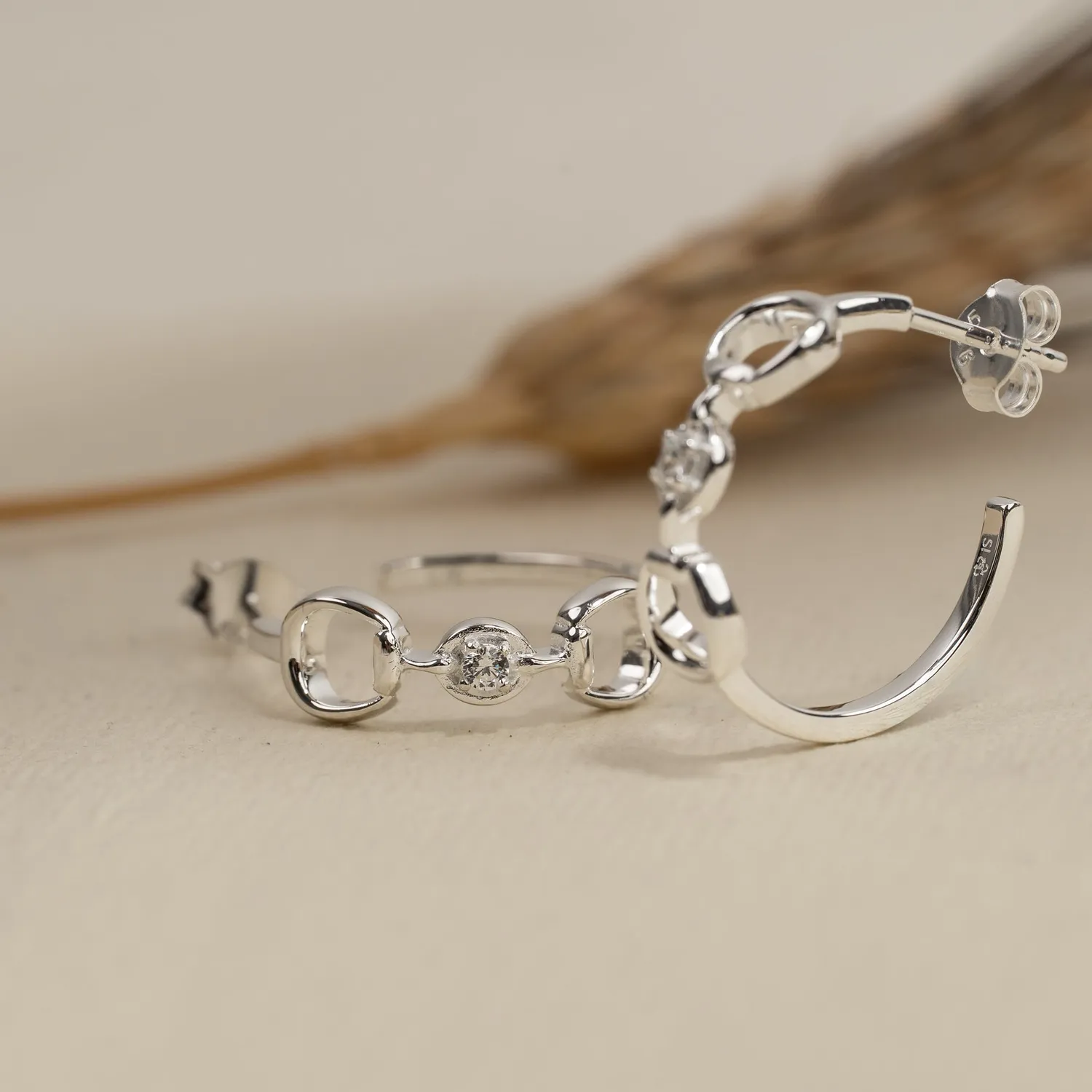 Sisi Copenhagen Sigge Crystal creol øreringe sølv 20 mm