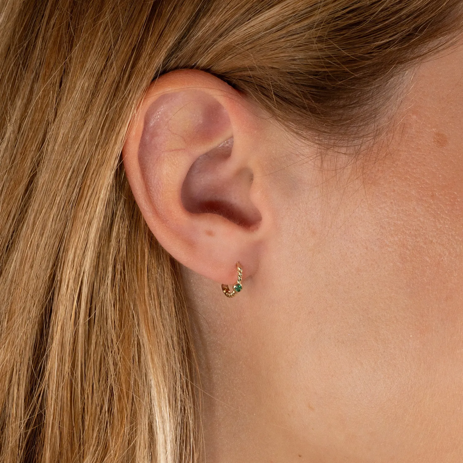 Sisi Copenhagen Sigrid Green Agate creoler 9 kt guld grøn