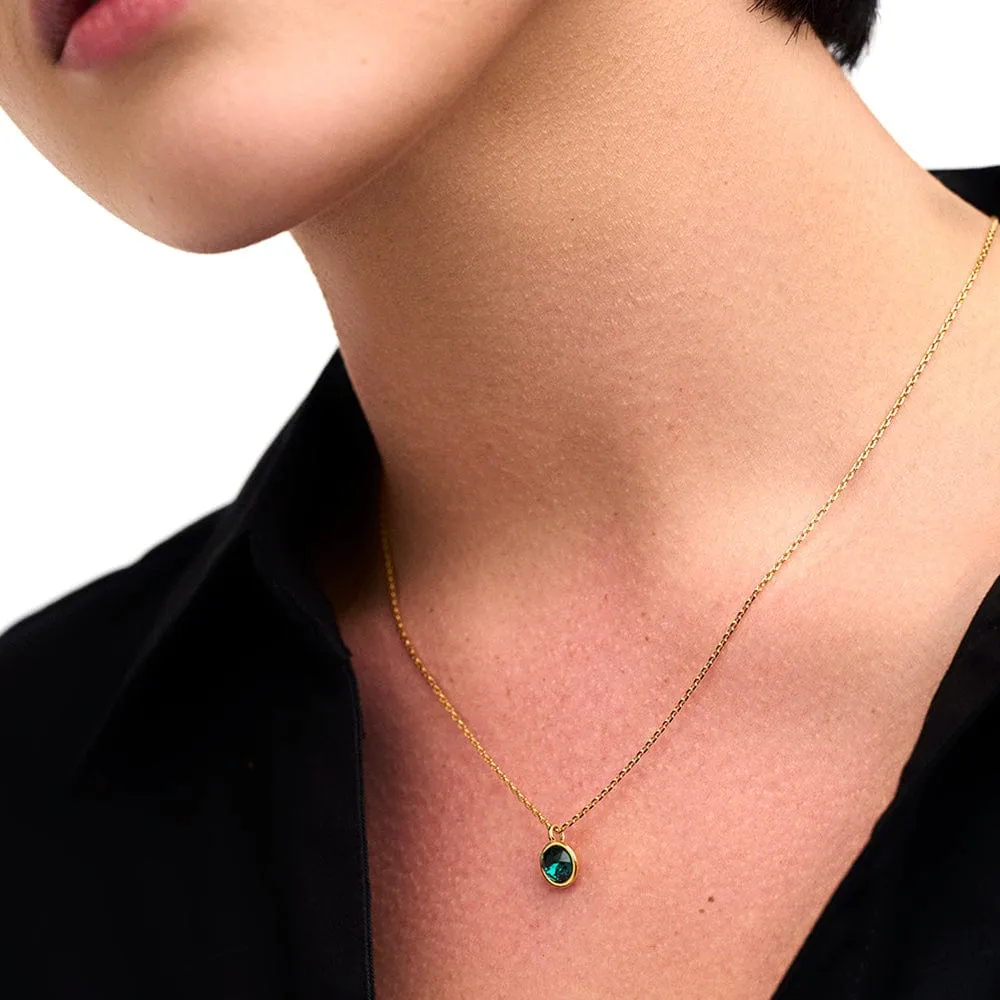 Orelia Emerald Swarovski halskæde guld grøn krystal