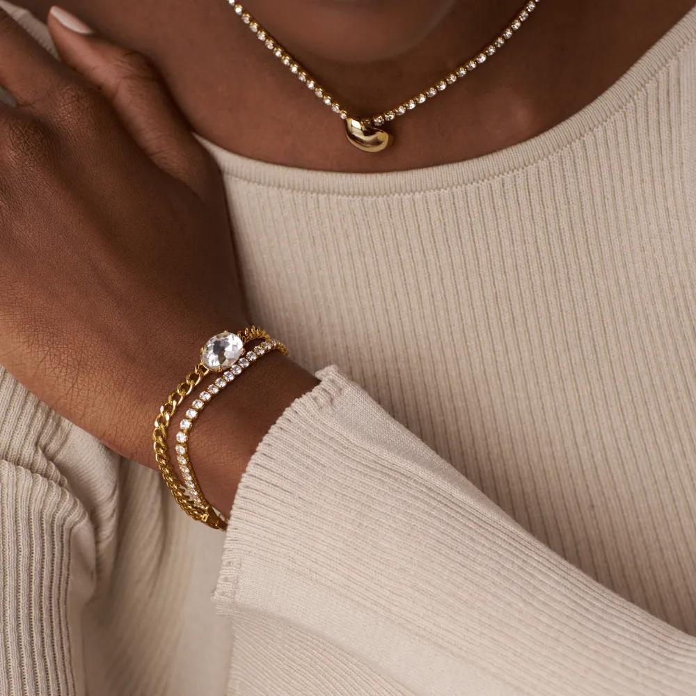 Orelia Stationed Crystal Chain armbånd guld med krystal
