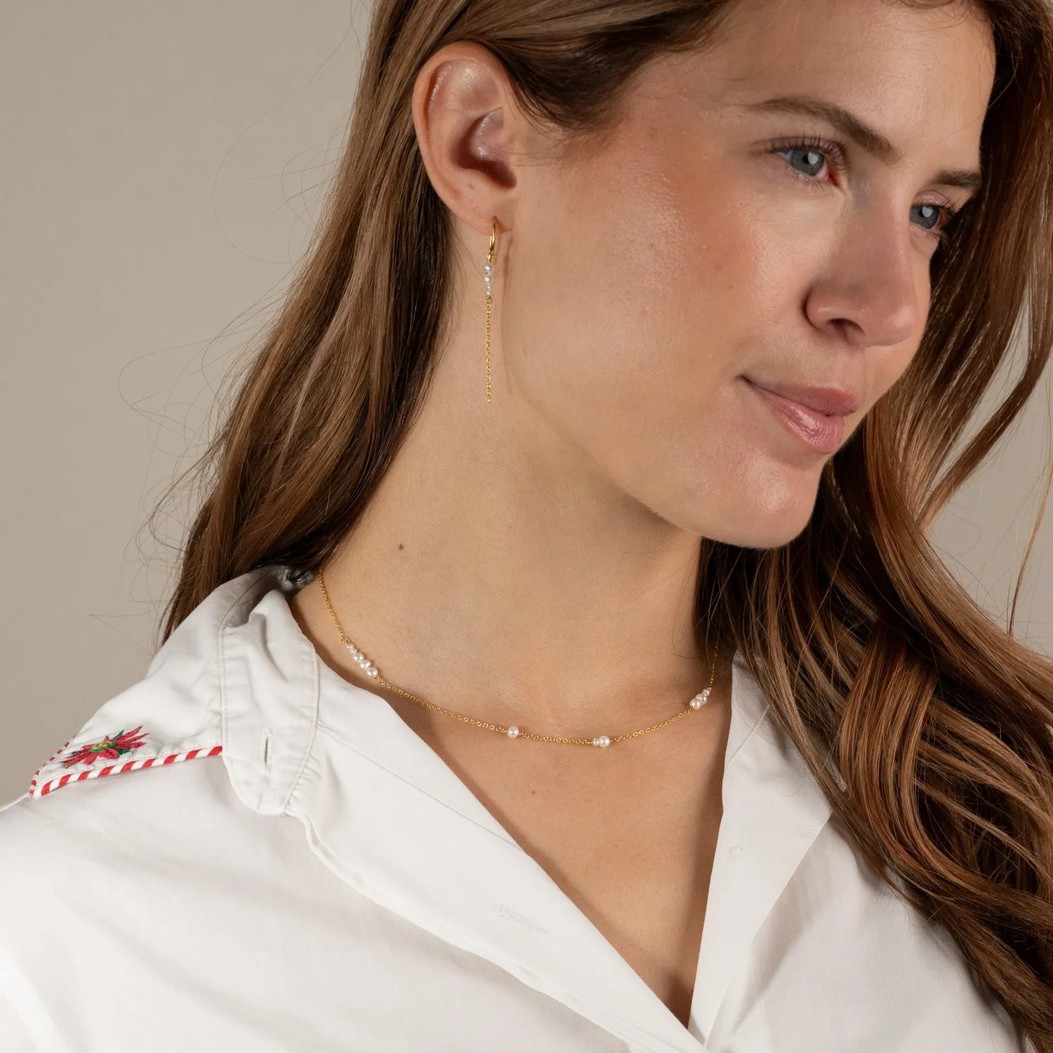 Sisi Copenhagen Evie Pearl halskæde forgyldt perler