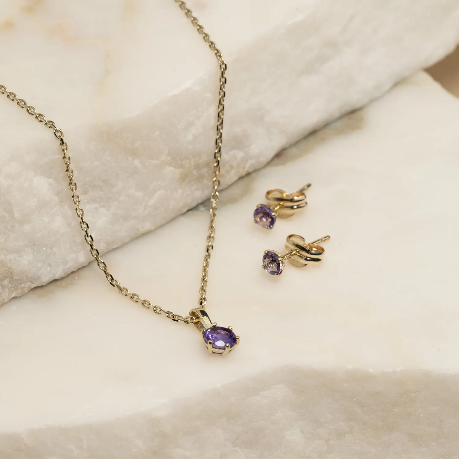Sisi Copenhagen Soley Stud ørestikker guld ametyst 3mm